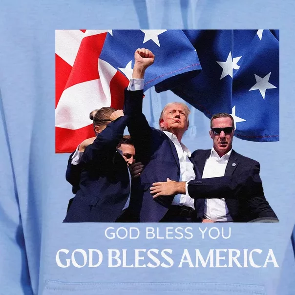 Donald Trump 2024 God Bless You God Bless America Unisex Surf Hoodie