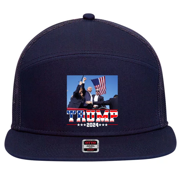 Donald Trump 2024 Survived Shot At Election Rally Usa 7 Panel Mesh Trucker Snapback Hat