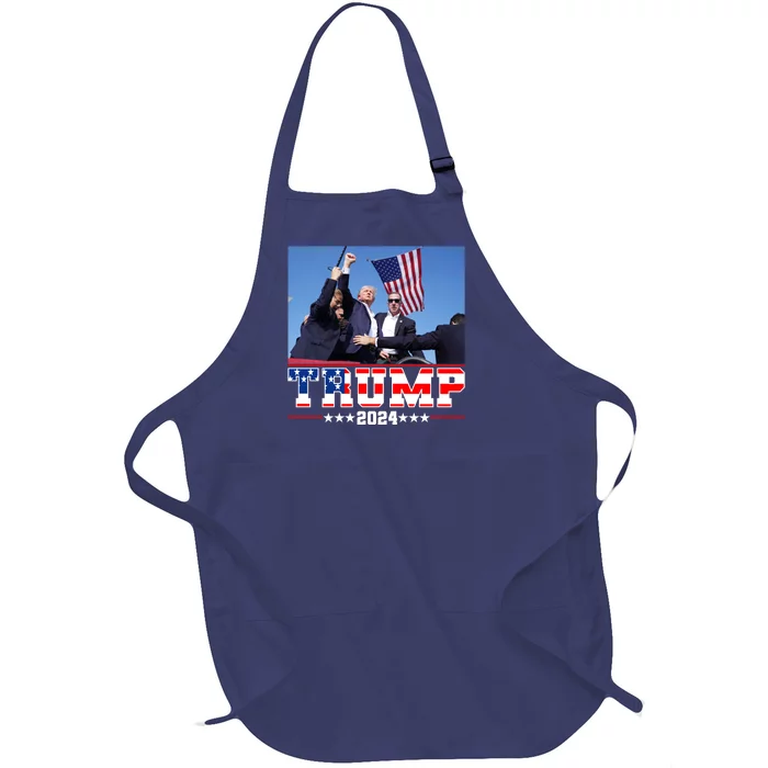 Donald Trump 2024 Survived Shot At Election Rally Usa Full-Length Apron With Pocket