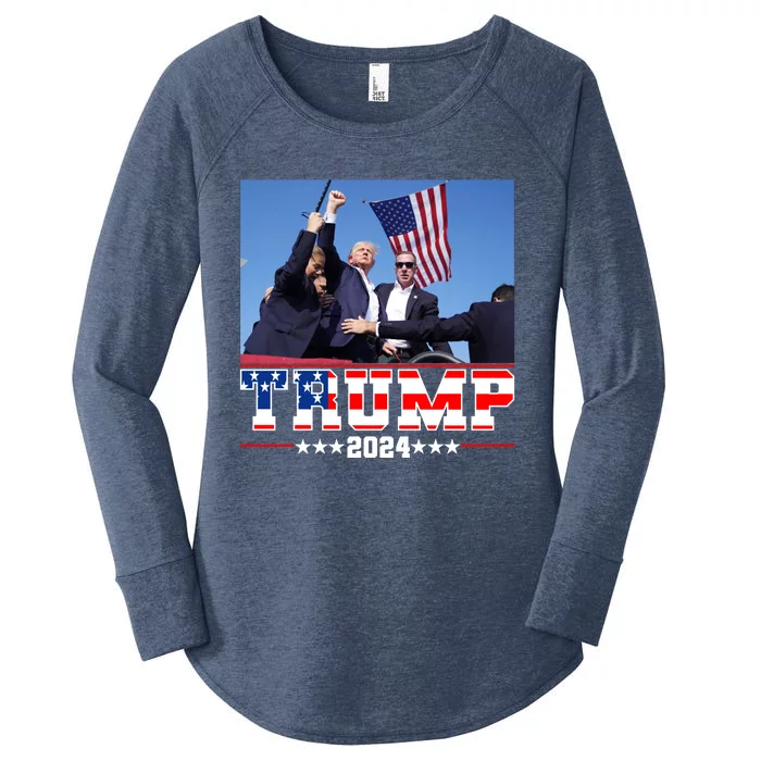 Donald Trump 2024 Survived Shot At Election Rally Usa Women's Perfect Tri Tunic Long Sleeve Shirt