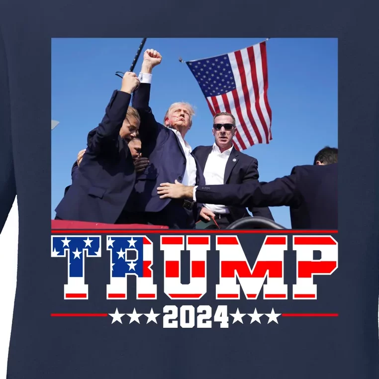 Donald Trump 2024 Survived Shot At Election Rally Usa Ladies Long Sleeve Shirt