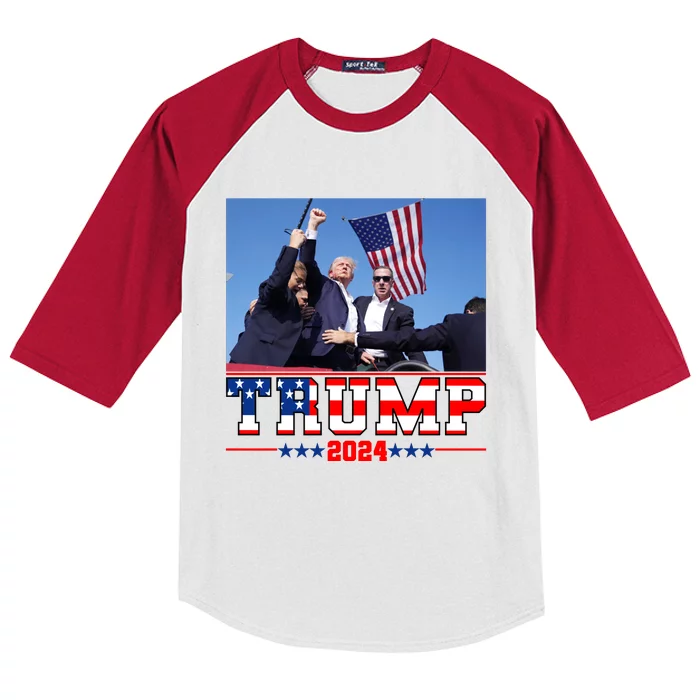 Donald Trump 2024 Survived Shot At Election Rally Usa Kids Colorblock Raglan Jersey