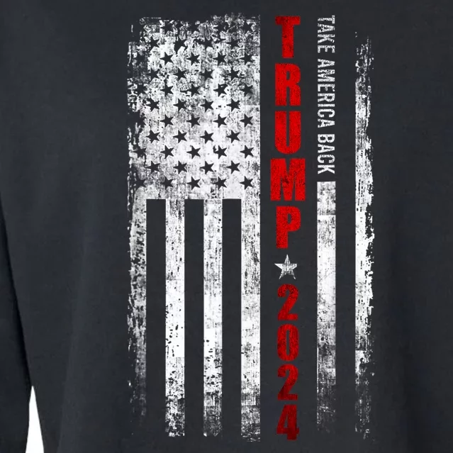 Donald Trump 2024 Take America Back American Flag Patriotic Cropped Pullover Crew