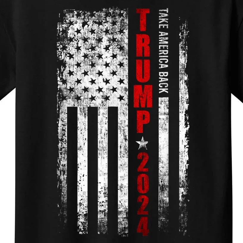 Donald Trump 2024 Take America Back American Flag Patriotic Kids T-Shirt