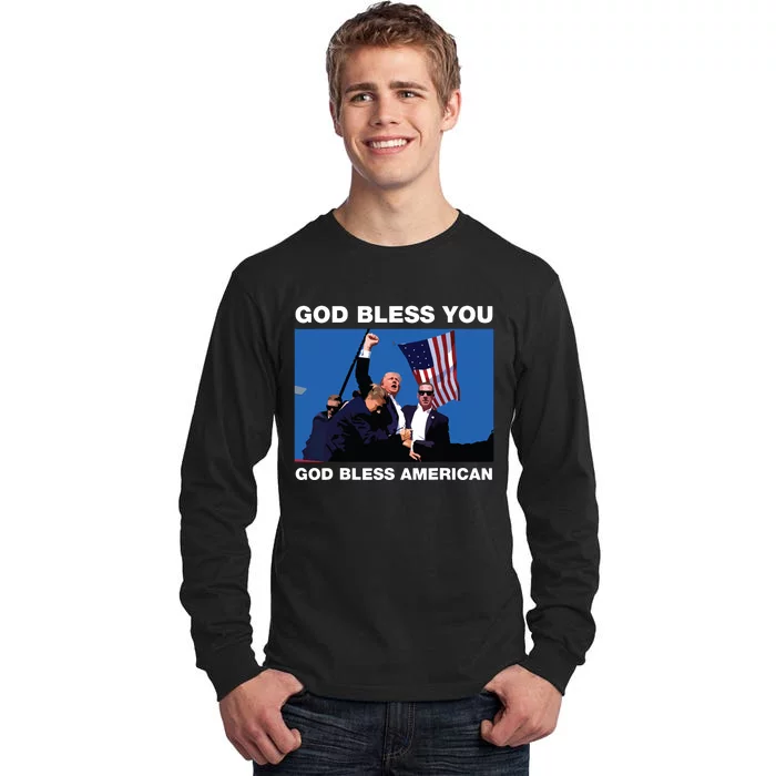 Donald Trump 2024 God Bless You God Bless America Tall Long Sleeve T-Shirt