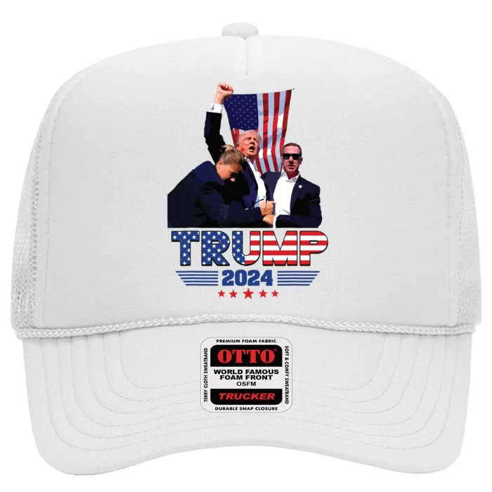 Donald Trump 2024 Survived Shot At Election Rally High Crown Mesh Trucker Hat