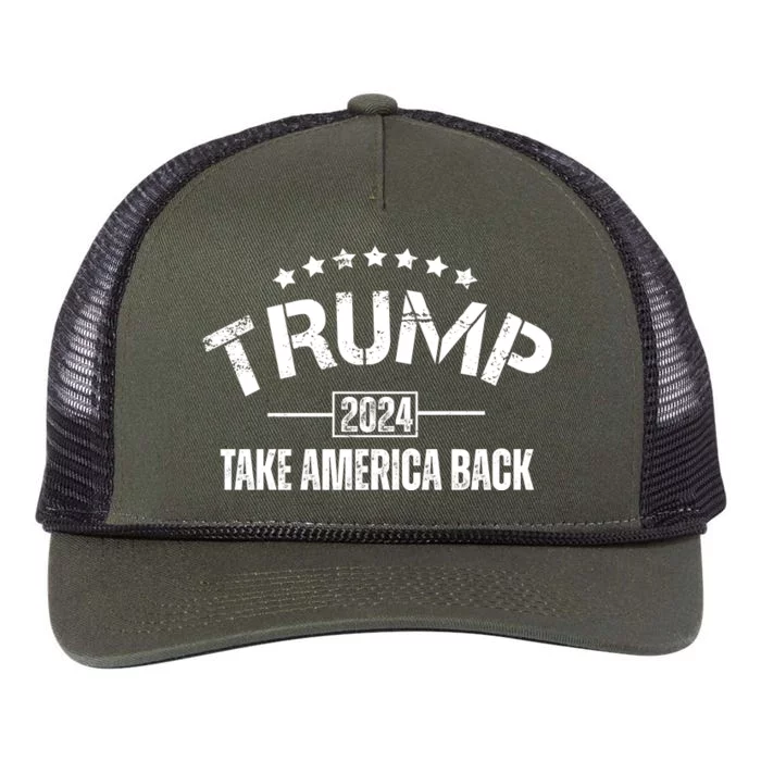 Donald Trump 2024 Take America Back Retro Rope Trucker Hat Cap