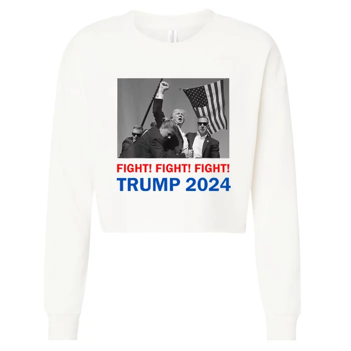 Donald Trump 2024 Fight Fight Fight Donald Trump Fist Pump Cropped Pullover Crew