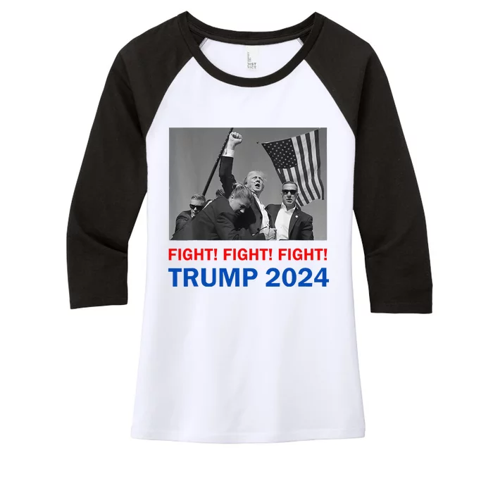 Donald Trump 2024 Fight Fight Fight Donald Trump Fist Pump Women's Tri-Blend 3/4-Sleeve Raglan Shirt