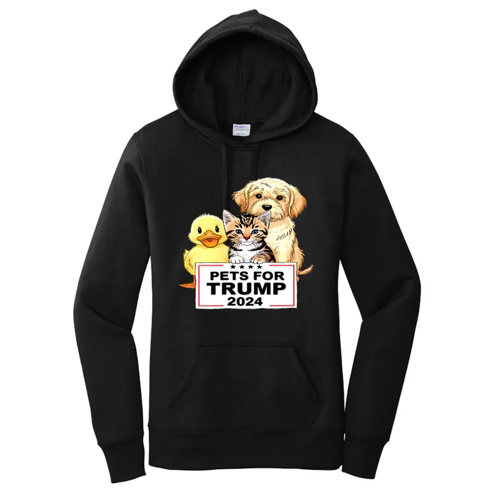 Donald Trump 2024 Pets For Trump Duck Cat Dog Gift Women's Pullover Hoodie