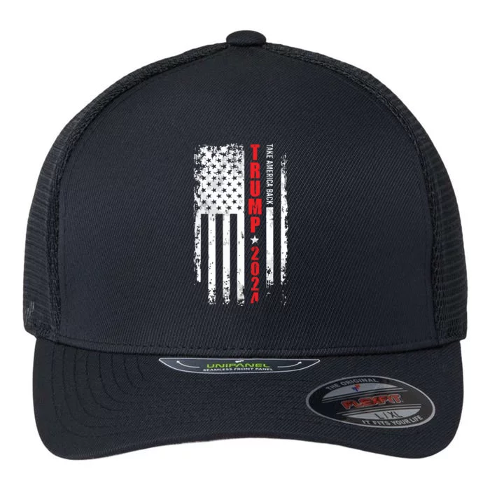 Donald Trump 2024 Take America Back American Flag Patriotic Flexfit Unipanel Trucker Cap