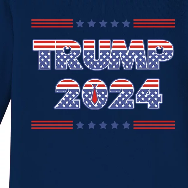 Donald Trump 2024 Patriotic Political Humor Meaningful Gift Baby Long Sleeve Bodysuit