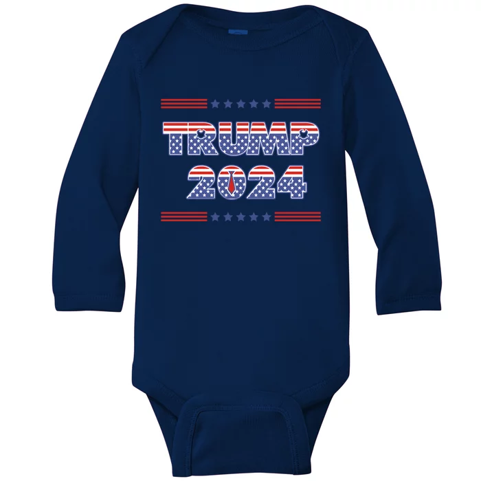 Donald Trump 2024 Patriotic Political Humor Meaningful Gift Baby Long Sleeve Bodysuit