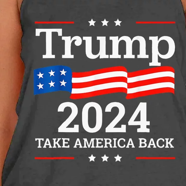 Donald Trump 2024 Take America Back Election Women's Knotted Racerback Tank