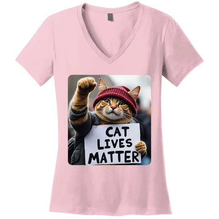 Donald Trump 2024 Cats Cat Lives Matter Trump Women's V-Neck T-Shirt