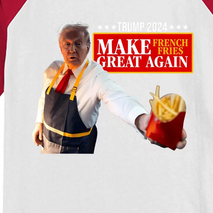 Donald Trump 2024 French Fry Make French Fries Great Again Kids Colorblock Raglan Jersey