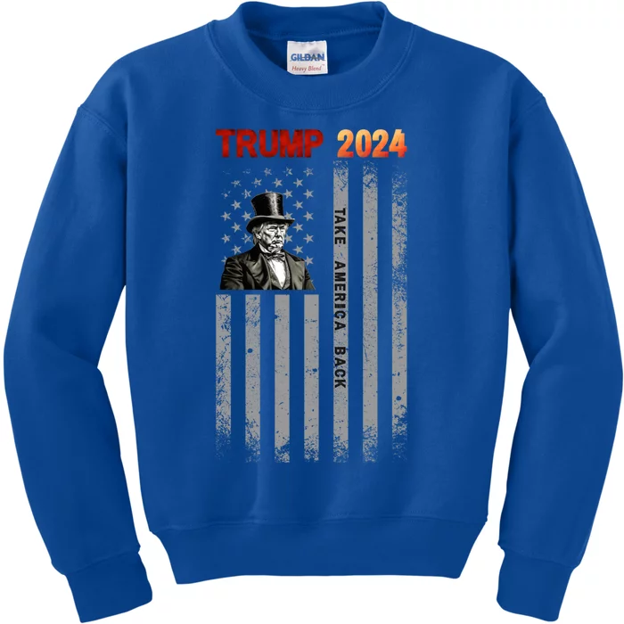 Donald Trump 2024 Takes America Back Election Gift Meaningful Gift Kids Sweatshirt