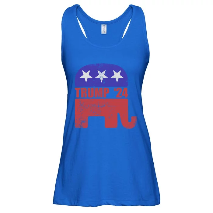 Donald Trump 2024 Pro Republican Elephant Sign Faded Vintage Great Gift Ladies Essential Flowy Tank