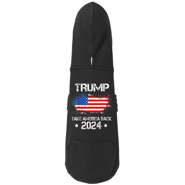 Donald Trump 2024 Take America Back American Flag Patriotic Doggie 3-End Fleece Hoodie