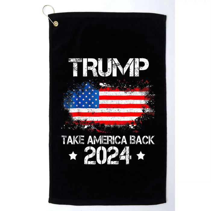 Donald Trump 2024 Take America Back American Flag Patriotic Platinum Collection Golf Towel