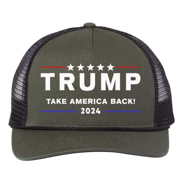 Donald Trump 2024 Take America Back Election The Return Retro Rope Trucker Hat Cap