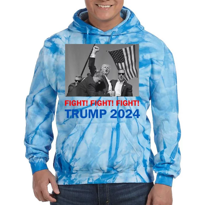 Donald Trump 2024 Fight Fight Fight Donald Trump Fist Pump Tie Dye Hoodie