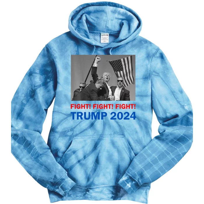 Donald Trump 2024 Fight Fight Fight Donald Trump Fist Pump Tie Dye Hoodie