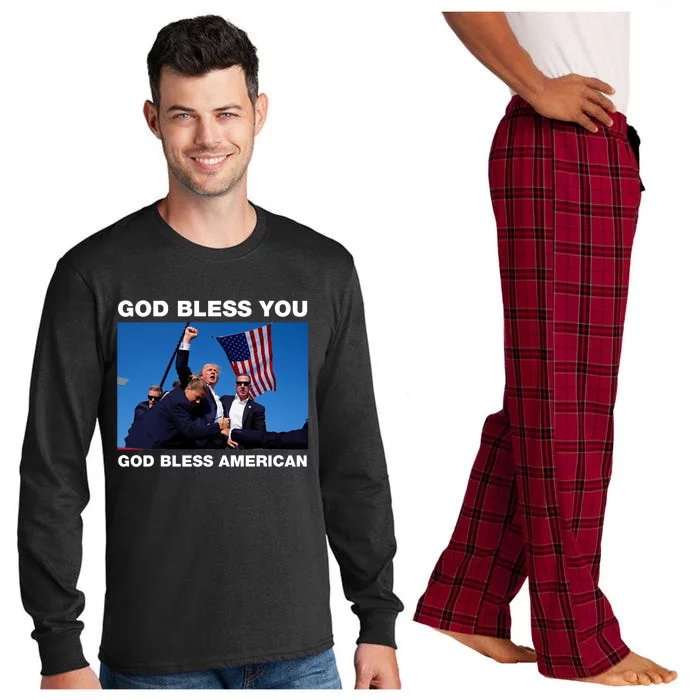 Donald Trump 2024 God Bless You God Bless America Long Sleeve Pajama Set