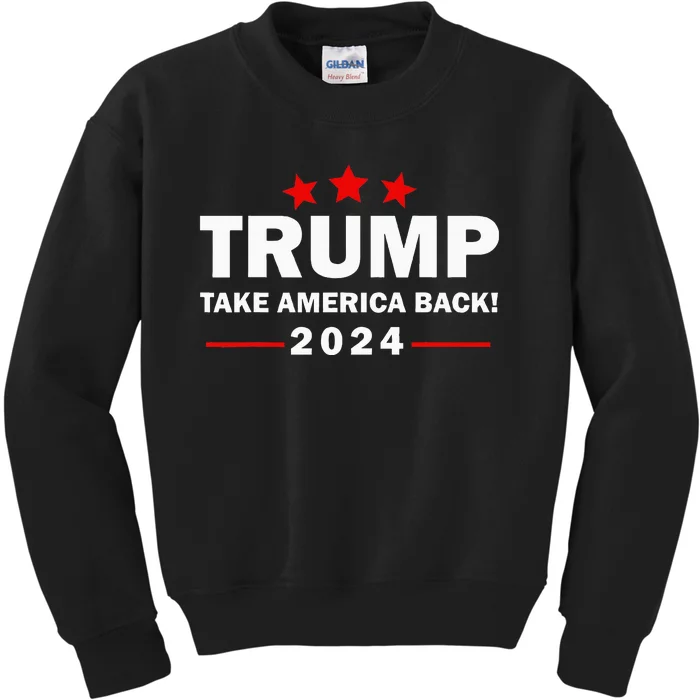 Donald Trump 2024 Take America Back Election 4th Of July Kids Sweatshirt