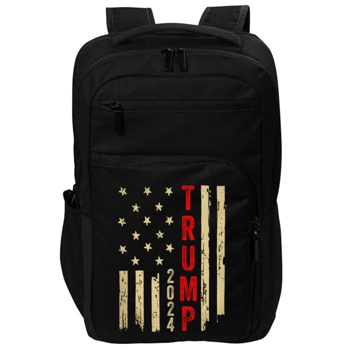 Donald Trump 2024 American Flag Vintage Trump 2024 Election Cute Gift Impact Tech Backpack