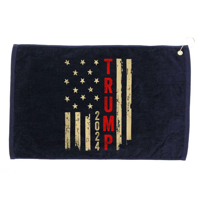 Donald Trump 2024 American Flag Vintage Trump 2024 Election Cute Gift Grommeted Golf Towel