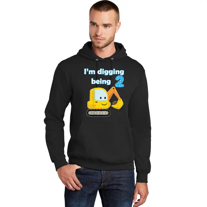 Digger Two 2yr 2nd 2 Year Old Birthday Hoodie