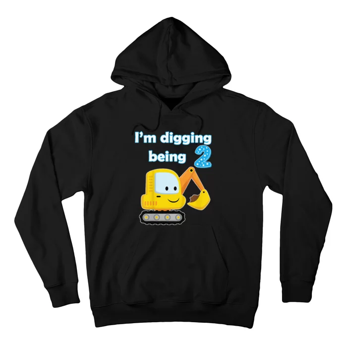 Digger Two 2yr 2nd 2 Year Old Birthday Hoodie