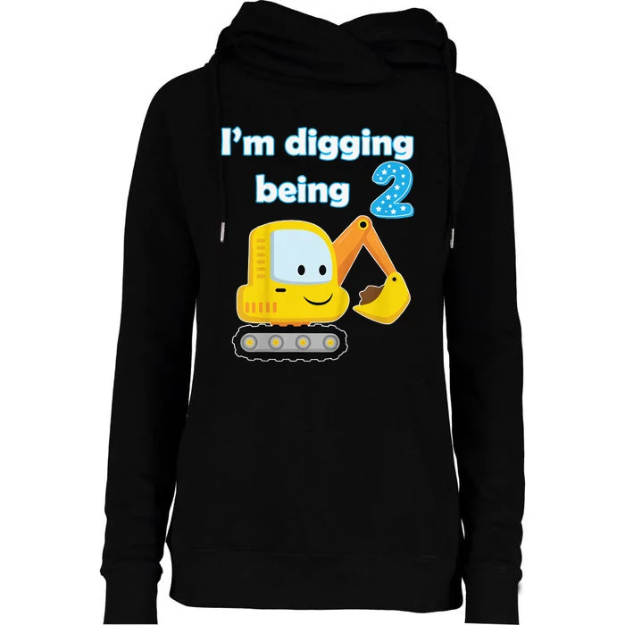 Digger Two 2yr 2nd 2 Year Old Birthday Womens Funnel Neck Pullover Hood