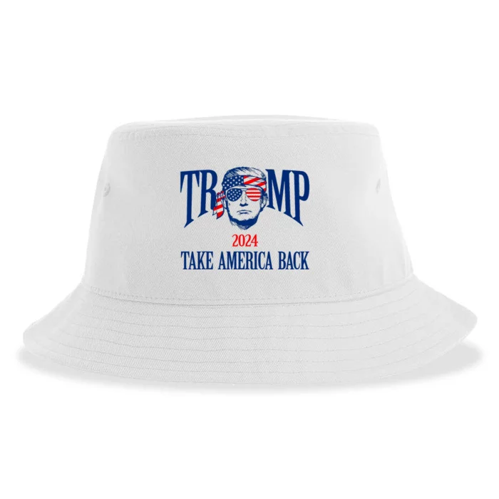 Donald Trump 2024 Take America Back American Flag Patriotic Sustainable Bucket Hat