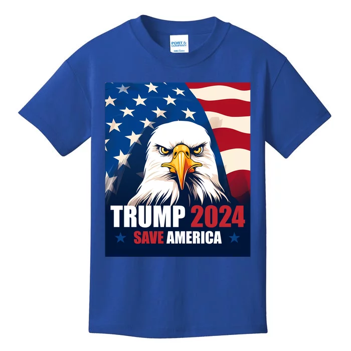 Donald Trump 2024 Election Bald Eagle Save America Gift Kids T-Shirt