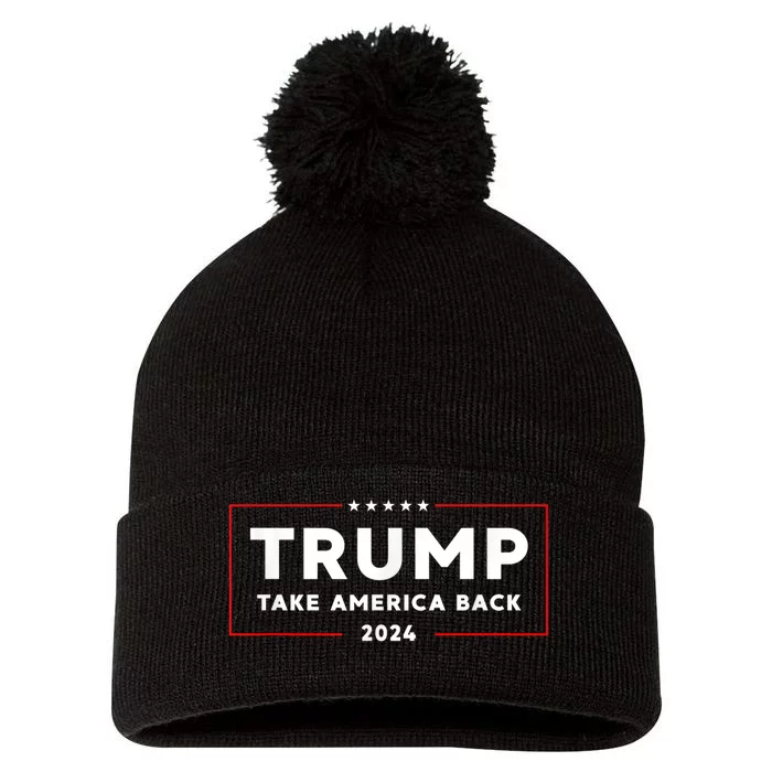 Donald Trump 2024 Take America Back USA United States Pom Pom 12in Knit Beanie