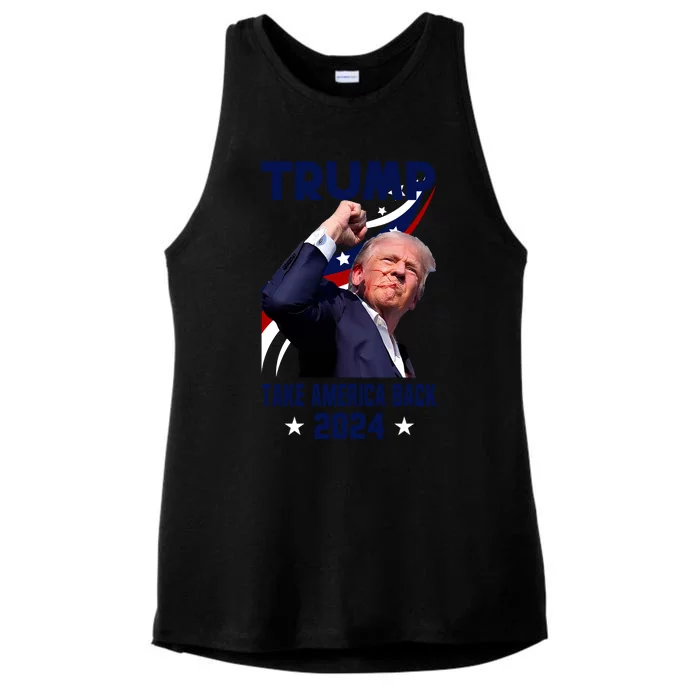 Donald Trump 2024 Survived Shot At Election Ladies Tri-Blend Wicking Tank