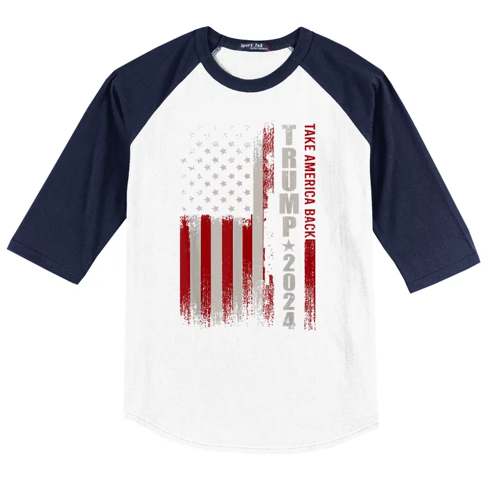 Donald Trump 2024 Take America Back American Flag Patriotic Baseball Sleeve Shirt