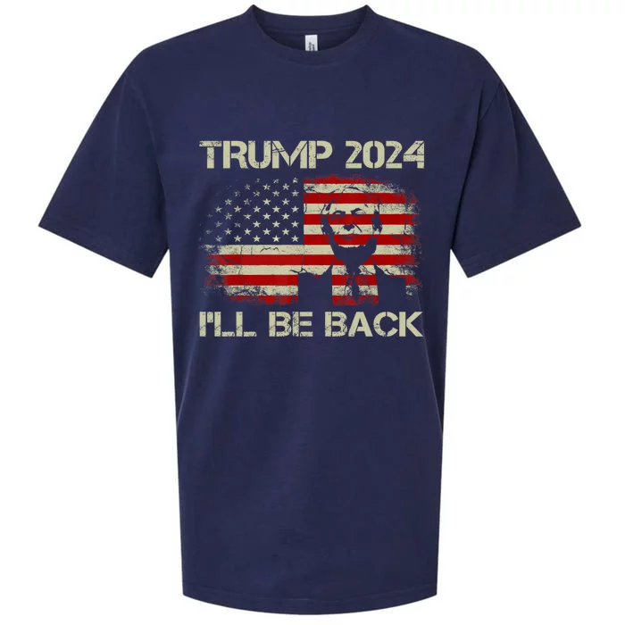 Donald Trump 2024 ILl Be Back American Flag Vintage Funny Gift Sueded Cloud Jersey T-Shirt