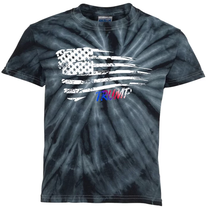 Donald Trump 2024 Take America Back American Flag Patriotic Kids Tie-Dye T-Shirt