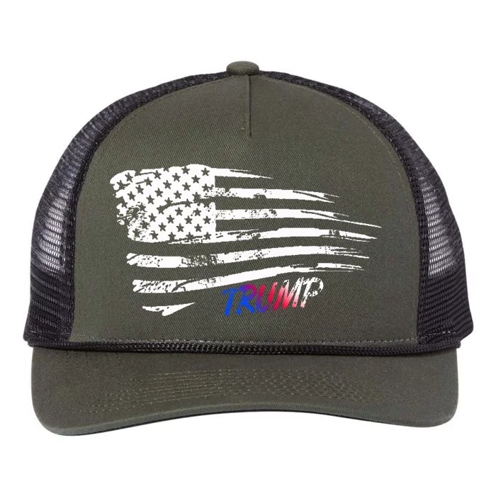 Donald Trump 2024 Take America Back American Flag Patriotic Retro Rope Trucker Hat Cap