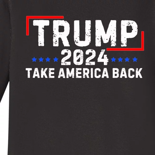 Donald Trump 2024 Take America Back Baby Long Sleeve Bodysuit