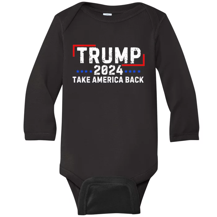 Donald Trump 2024 Take America Back Baby Long Sleeve Bodysuit