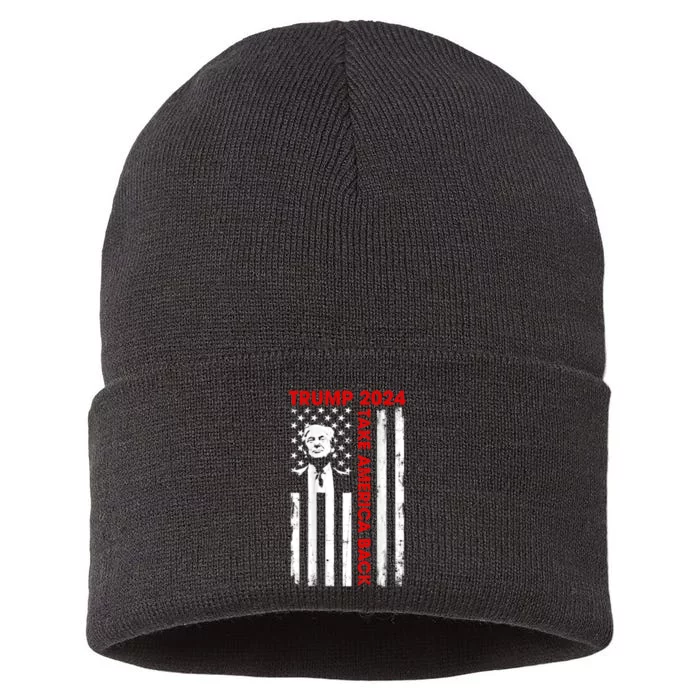 Donald Trump 2024 Take America Back Usa United States Sustainable Knit Beanie