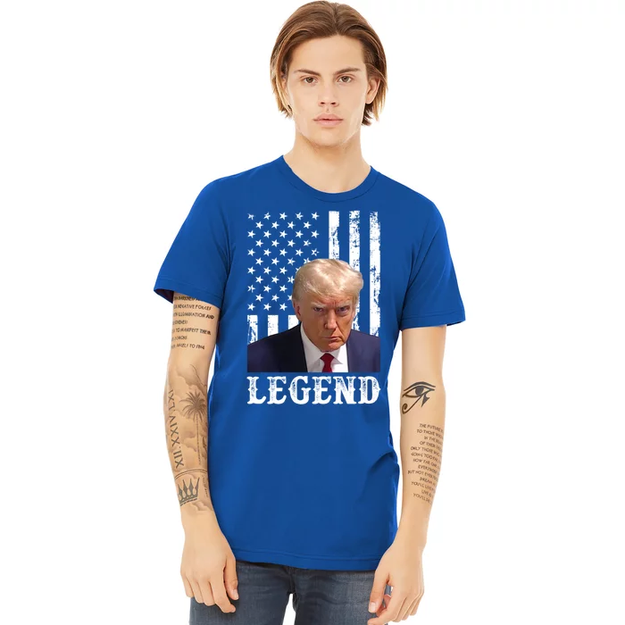 Donald Trump 2024 Mug Shot President Legend American Flag Gift Premium T-Shirt