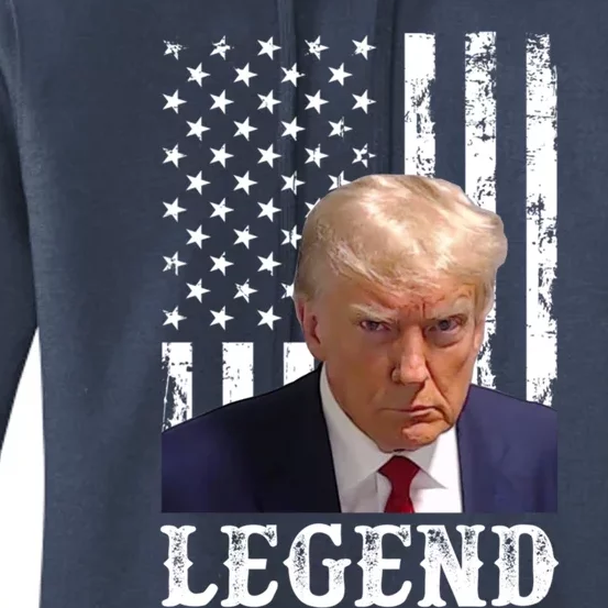 Donald Trump 2024 Mug Shot President Legend American Flag Gift Women's Pullover Hoodie