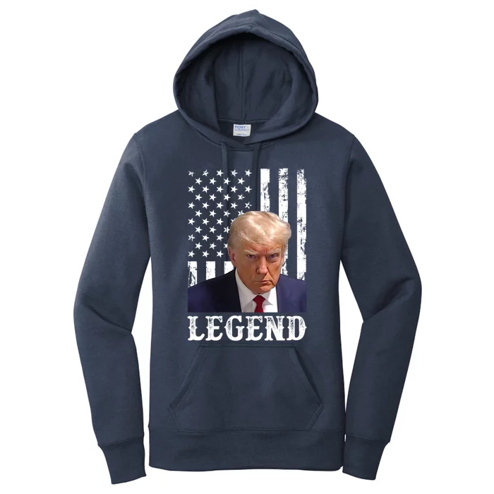 Donald Trump 2024 Mug Shot President Legend American Flag Gift Women's Pullover Hoodie