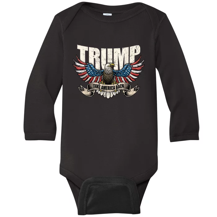 Donald Trump 2024 Take America Back Usa United States Baby Long Sleeve Bodysuit