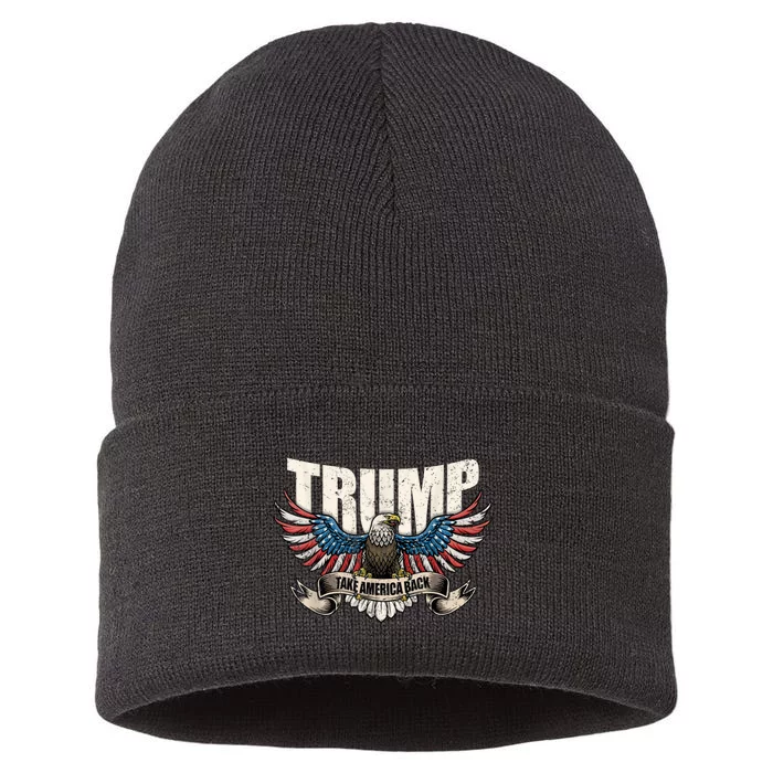 Donald Trump 2024 Take America Back Usa United States Sustainable Knit Beanie